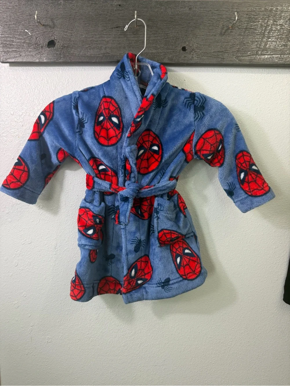 Marvel Kids Blue and Red Spider Mask Plush Robe